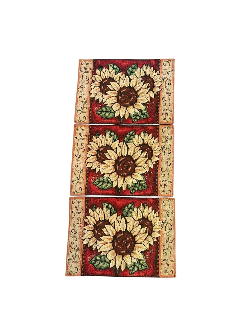 Sunflower Tapestry Placemats Set of 6 Tuscan Woven Cotton Blend  17.5”x12.5”